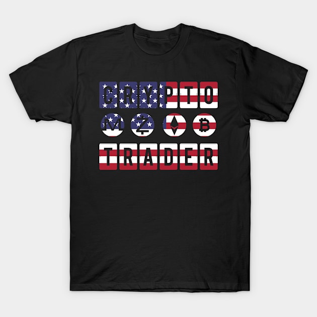 Crypto Trader Bitcoin BTC USA Flag Patriotic T-Shirt by theperfectpresents